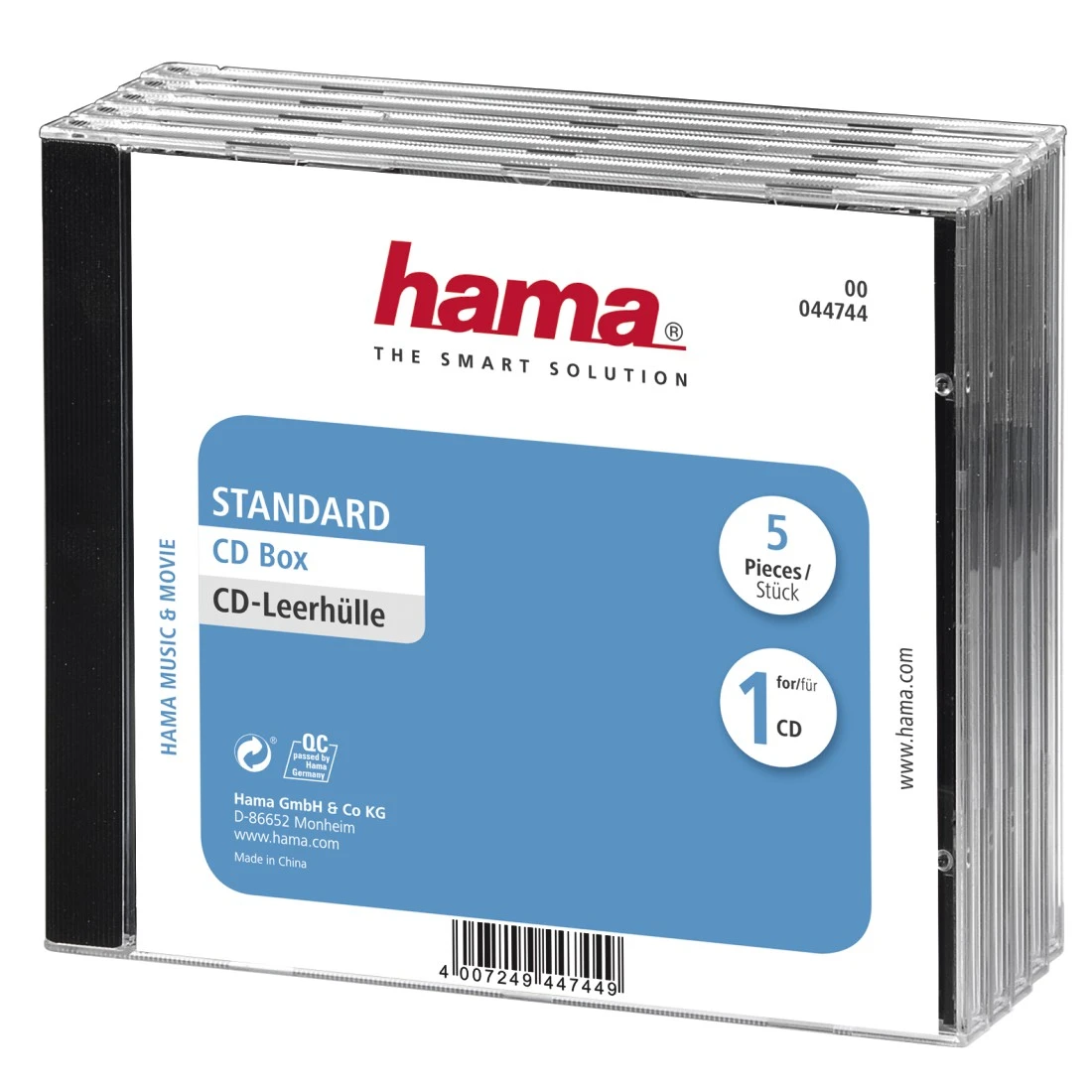 Boîtier CD standard, lot de 5, Transparent / Noir