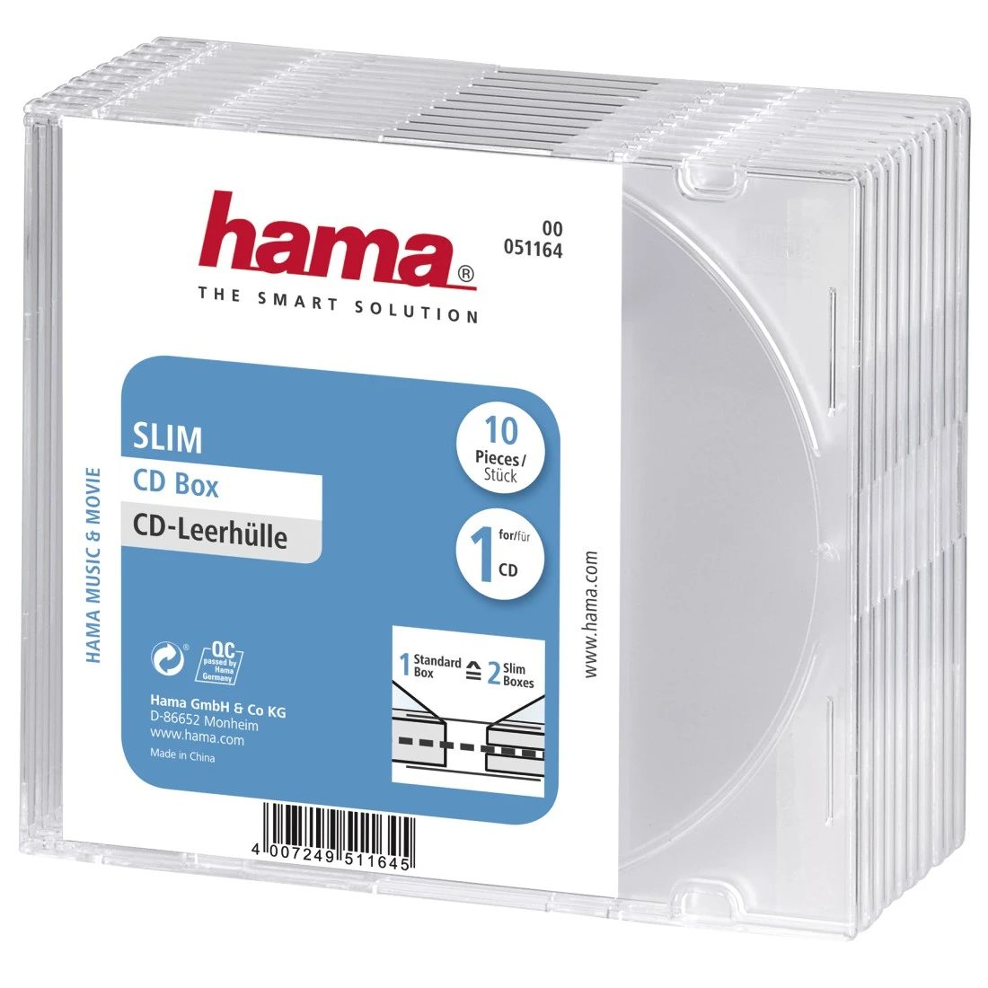 Hama boîtier vide pour cd slim, slim case, boîte plastique
