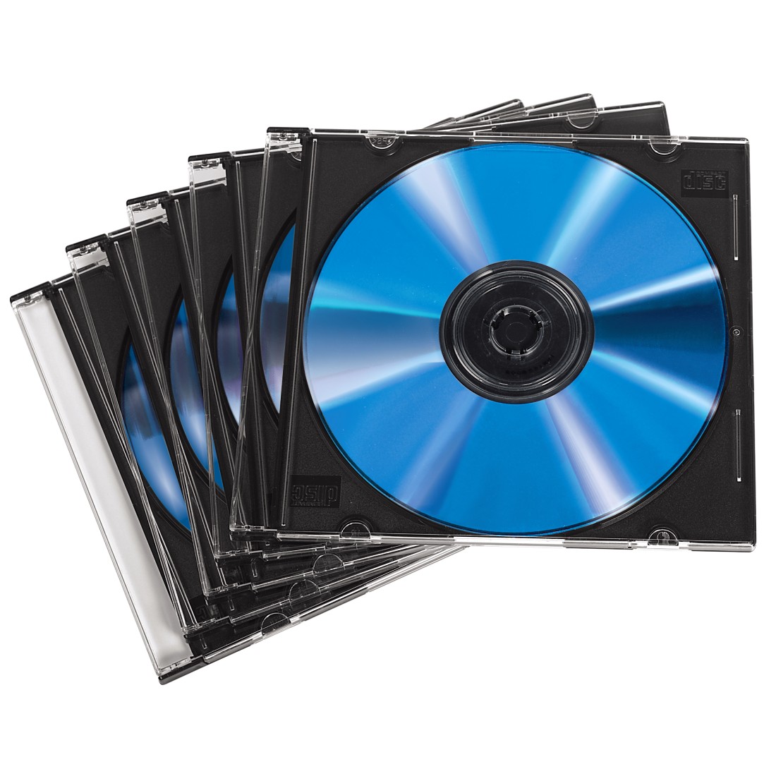Hama Boîtier standard double (pour CD et disques Blu-Ray, Étui protecteur  pour CD, paquet de 5) Noir/Transparent