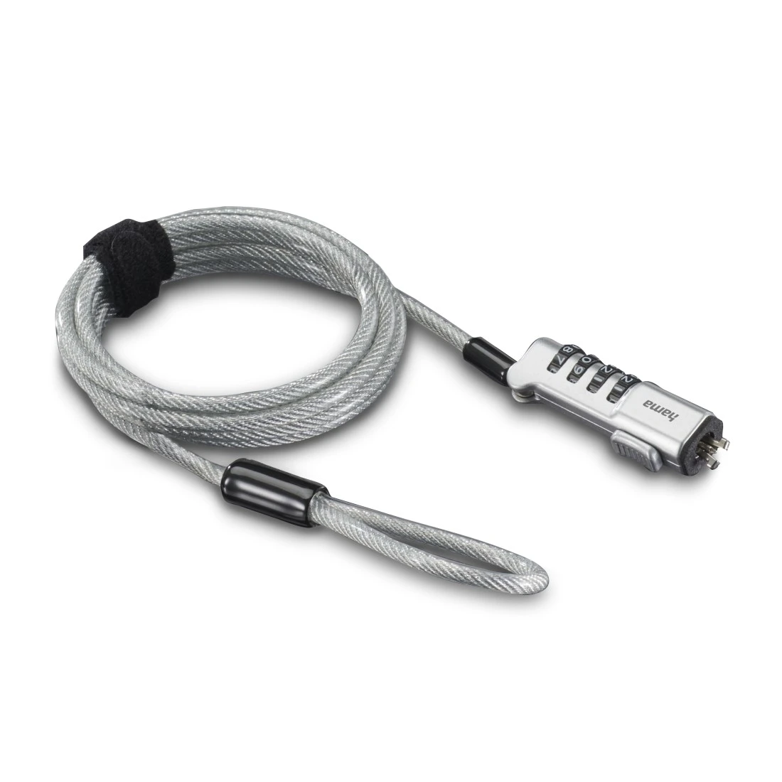 Hama Antivol à combinaison USB (pour ordinateur portable, câble de 1,8 m,  diamètre de 5, 5mm, sans clé, avec code) Argent