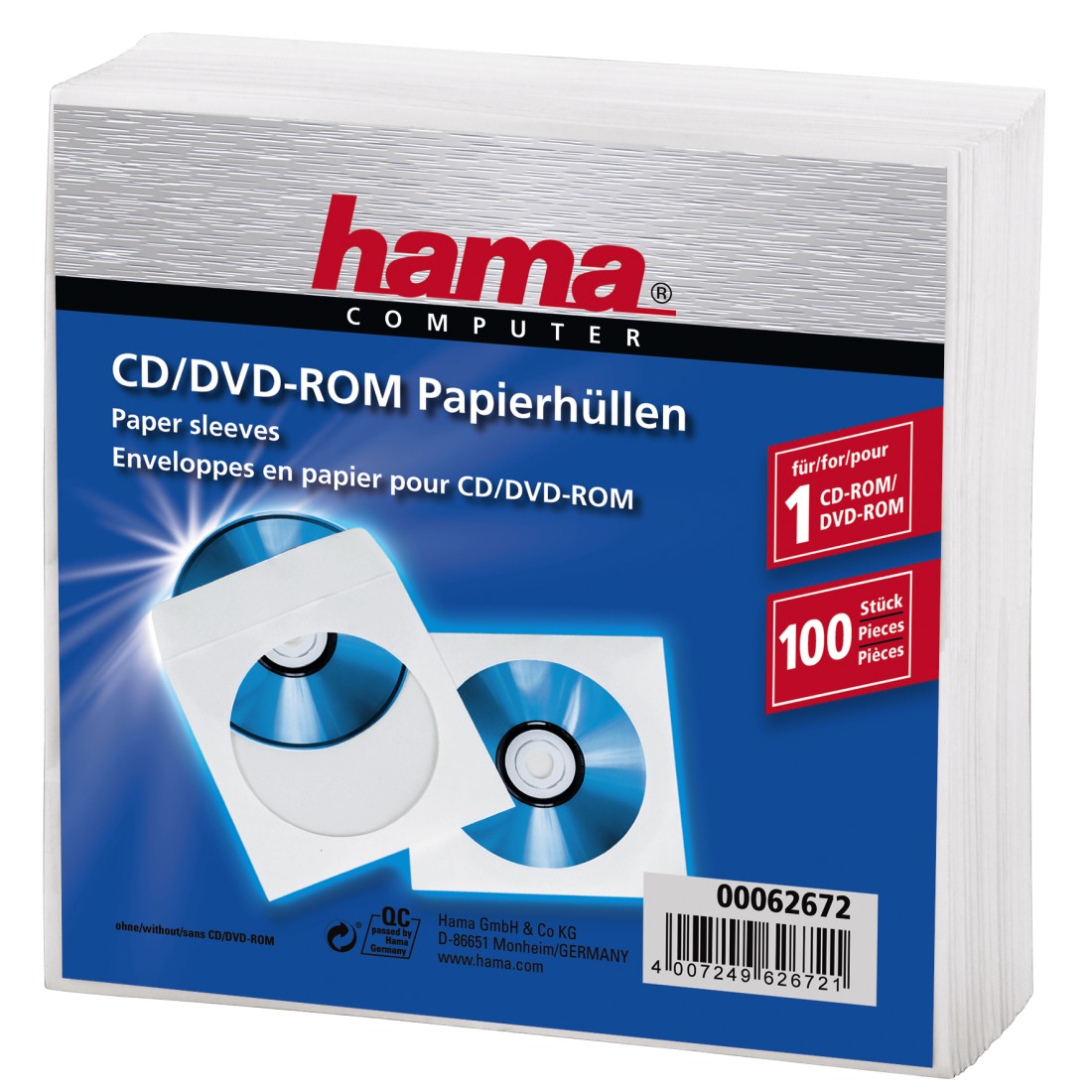 Enveloppe blanche pour CD/DVD - Paquet de 100