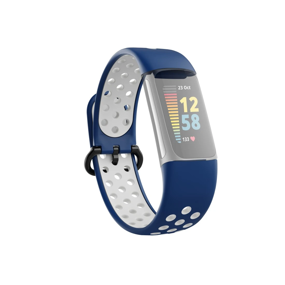 Bracelet de sport pour Fitbit Charge 5, bracelet resp., bleu fcé / gris
