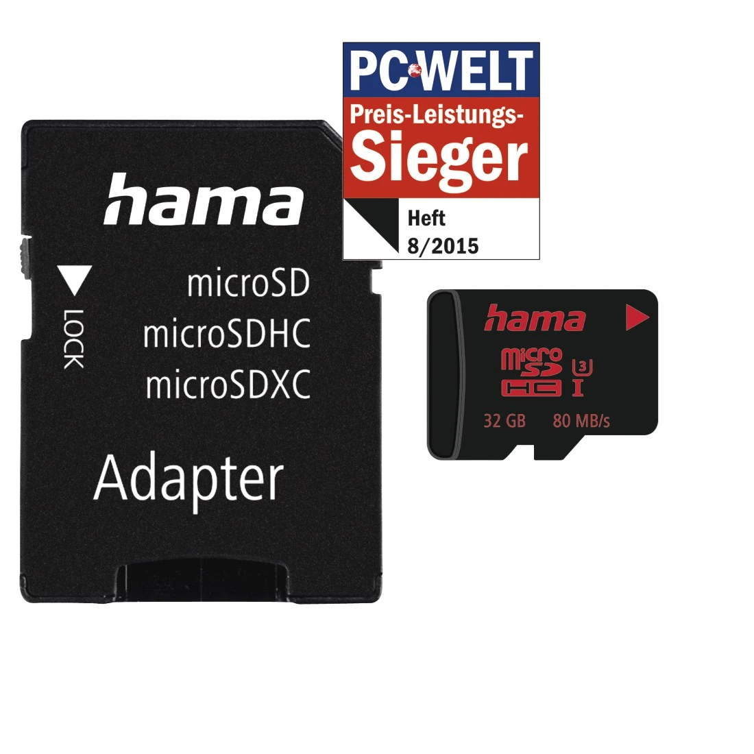 Carte microSDHC 32GB UHS Speed Class 3 UHS-I 80MB / s +adapat. / mobile