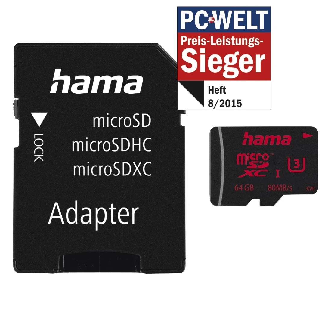 Carte microSDXC 64GB UHS Speed Class 3 UHS-I 80MB/s + adapt./photo
