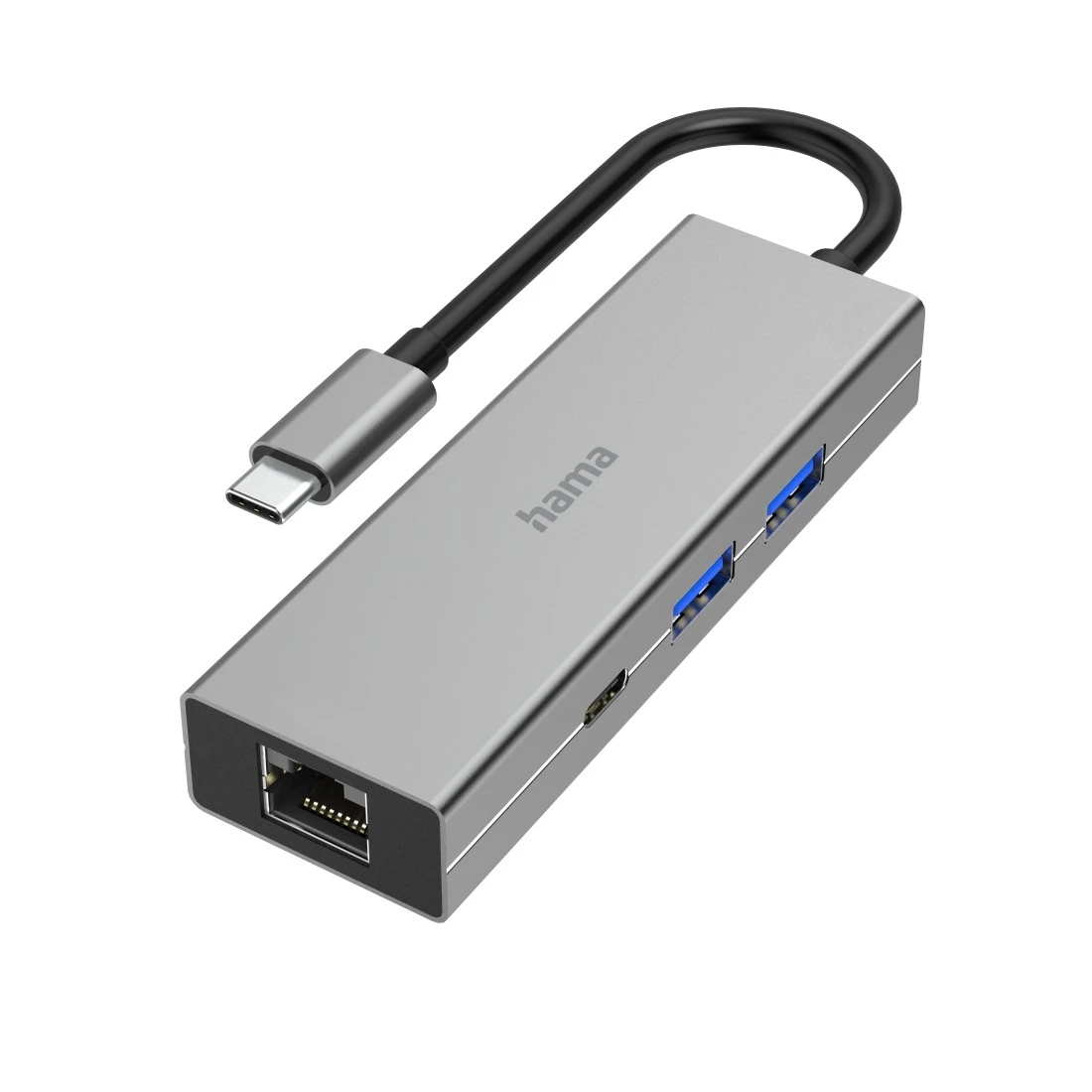 Hub USB-C, multiport, 4 ports, 2 USB-A, USB-C, LAN/Ether.