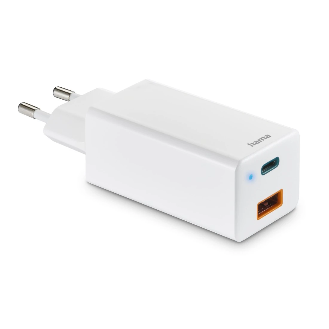 Charg. rapide GaN, 1 USB-C PD, 1 USB-A QC, mini-chargeur, 65 W, blanc