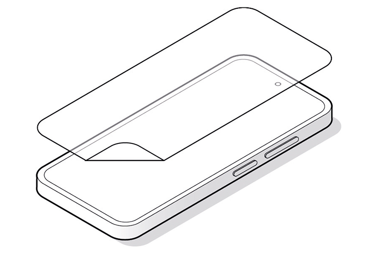 Infographie d'un smartphone avec protection d'écran.
