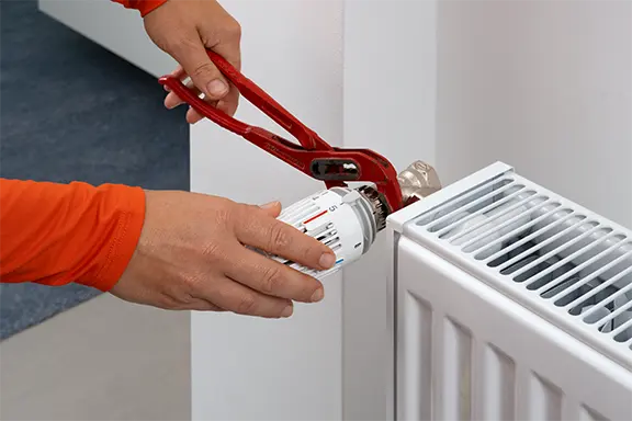 La personne enlève le thermostat.