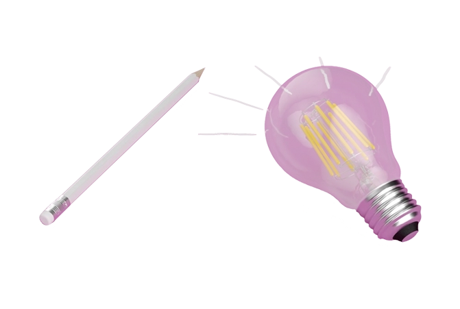 L'ampoule LED et le crayon de couleur sont côte à côte.